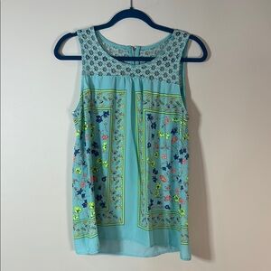 Floral Tank Top - Blue and Green